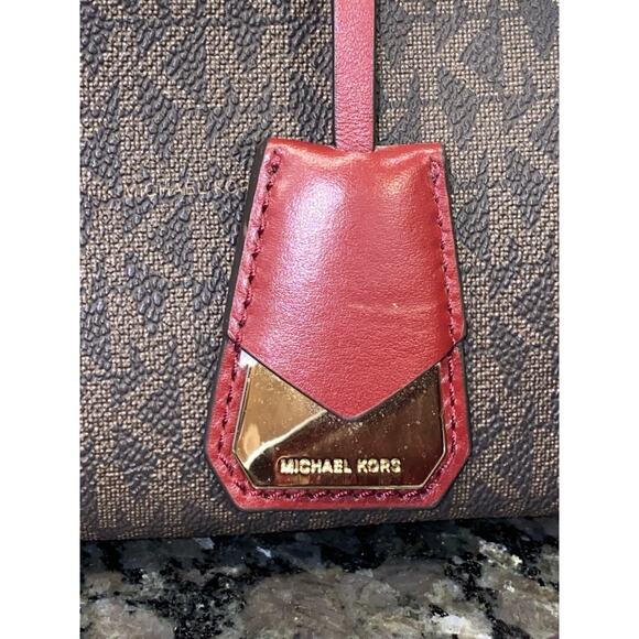 MICHAEL Michael Kors Gramercy Large Logo Satchel in Brown/Brandy Excellent - Picture 4 of 16